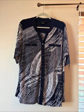 Elie McCarthy Women’s Patterned Blouse Size 2x